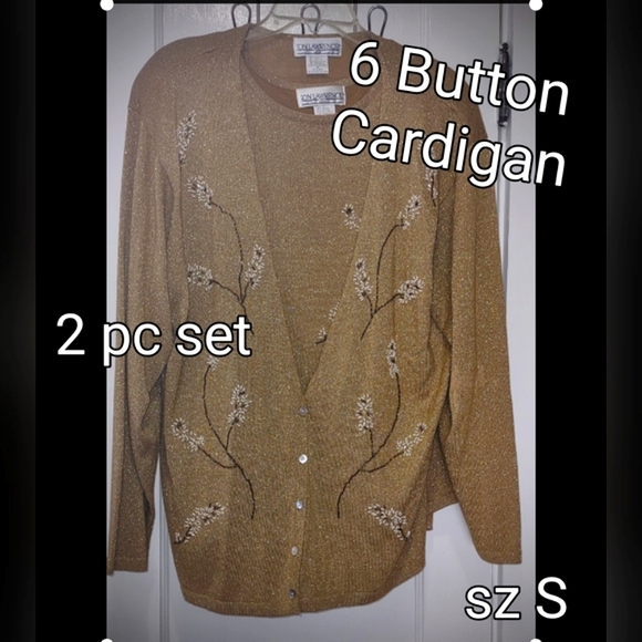 Set of 2 Vintage Embellished Sparkling Cardigan Sweater - Picture 9 of 14